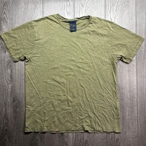 Nudie Jeans Co Roffe Tee Mens Large Olive Green Slub Cotton T-Shirt Portugal